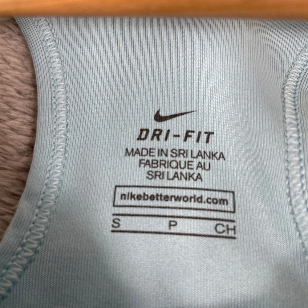 Nike Sports Bra Womens Small Light Blue Dri-Fit Racerback Swoosh Activewear